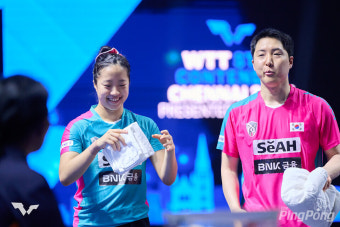 임종훈-신유빈, 올림픽처럼! WTT 탁구 혼복 한일전 승리로 우승 합작!