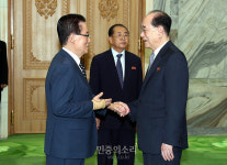 인사 나누는 박지원 의원-北 김영남[포토]