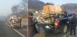 ‘아름다운 동행’ 추운 겨울 50분 넘게 할아버지 손수레 함께 끈 경찰관·시민