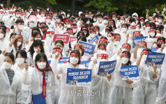 파업 5일 고려의료원노조 한자리에[포토]