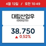 [주식 현재가] 대림산업우, 10시 49분 현재가 38,750원…연중 최고가 얼마?