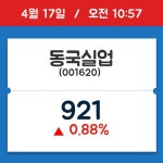 [종목시황] 동국실업, 10시 57분 현재가 921원…거래 정보는?