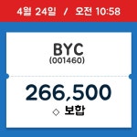 [주식 현재가] BYC, 10시 58분 현재가 266,500원…거래 정보는?