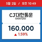 [주식 현재가] CJ대한통운, 10시 49분 현재가 160,000원…종목동정