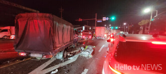 사상구 강변대로서 졸음운전으로 6중 추돌사고 발생