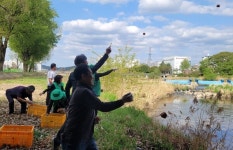 증평지역자활센터, 맑은 보강천 EM흙공 던지기