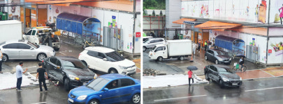 진주 식자재마트 안전 무시한 보도 공사 ‘시민들 사고 내몰려’