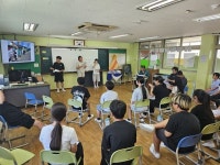 고성군 회화면장과 회화초 6학년 학생 19명의 토론회 개최