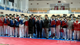 【영상】노박래 서천군수, 태권도 동계 합동 전지훈련 선수 격려