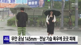 무안 운남 145㎜..전남 기습 폭우에 곳곳 피해