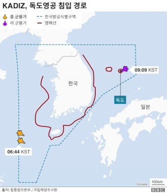 한국군, 독도 영공침범 러시아 군용기에 경고사격