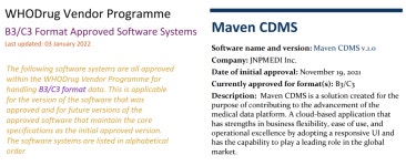 제이앤피메디 Maven CDMS, WHODrug B3/C3 동시 승인