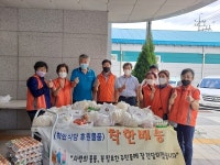 동두천시 생연2동 지역사회보장협의체, 착한식당에서 전달된 사랑의 물품 관내 저소득층에 전달