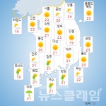 [내일 날씨] 전남권·전북남부·경남권 비, 제주도 천둥·번개 동반 강한 비… 낮 최고기온 24~35도