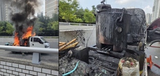 트럭 화재… 대낮 세종시 어진동 절재로에서