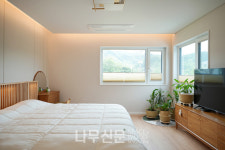 지붕 모양이 거실 안으로 들어온 집, 초록 잔디 마당 넓은 용인 단독주택