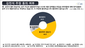김민석 '표적수사' 해명에 비판 우세...'설득력 없다' 46.9%, 동의는 44.5% [펜앤여론조사]