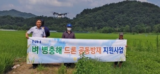 서대전농협, 산서지구 수도작 농가 대상 드론 공동방제