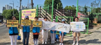 탕정초등학교, 학교 후문 환경정화 캠페인 및 화단 꽃 심기 활동