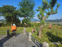 완주군 주민들, 현충일 앞두고 충혼탑 주변 환경 정리