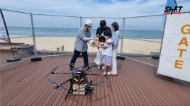 해수욕장에 자율비행 드론이 음식 배송을..... TIE, 드론 배송서비스 시프트 제로랩 프리 런칭