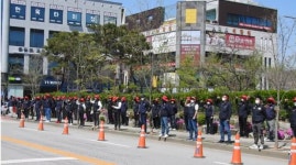 전국건설산업노동조합 타워크레인분과, 전주완산경찰서 앞에서 타워크레인 여성노동자 살인미수 사건 규탄 집회