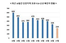 인천서 234명 확진 - 하루 9명 숨져 누적 사망자 249명