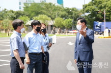 김상돈 의왕시장화물자동차 공영차고지 조성사업준공현장 방문