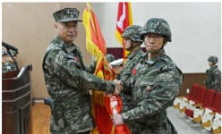 해병대 제9여단장에 좌태국 준장 취임... 제주 합동부대장들 참석 축하