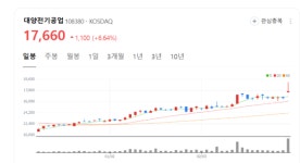 대양전기공업 주가 쑥쑥... 글로벌 시장 석권 퀀텀 점프