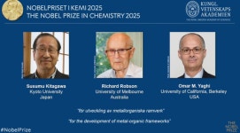 [노벨상 2025] 화학상에 오마르 야기, 기타가와 스스무, 리처드 롭슨(1보)