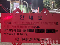 양구군 국토정중앙면 아프리카돼지열병 발생…48시간 이동중지령