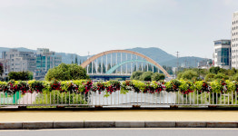 [전매포토] 가을 화초로 꾸며진 도심 속 교량 꽃 화분