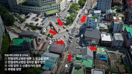 한림대 병원 앞 여섯 갈래 교차로⋯점멸신호등 의존 1만명 아찔한 통행