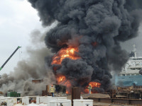 목포 삽진산단 폐선박 해체 작업 중 화재…50분만 진화