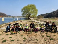 완주군 망산마을, 구이저수지 주민 손으로 꽃길 조성