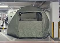 아파트 지하주차장에 대형 텐트가…