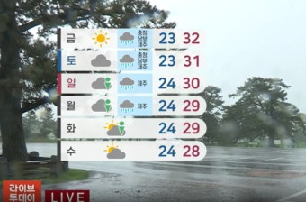 [기상속보]오늘날씨 '소서' 중부 폭염주의 서울 낮 32도 남부·제주 5∼100 장맛비...주말,주간날씨 예보