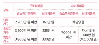 저소득 가구 근로장려금·자녀장려금 지원