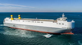 HD현대미포, 국내 첫 하이브리드 추진 로로선 인도