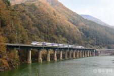 삼탄유원지를 스치는 KTX… 가을빛 제천의 철도 풍경 [열차한컷]