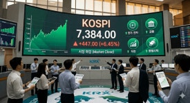 코스피 7384 마감..사상 최고치 경신