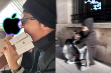 지드래곤, 파리 가서 플렉스 했나…휴대폰 3대 입에 물고 찰칵