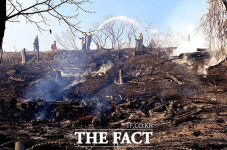 [TF사진관] 인천 옥련동 산불…강풍에 길어지는 진화