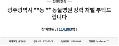 강아지 가혹행위 동물병원 처벌 靑 청원 11만명 넘어