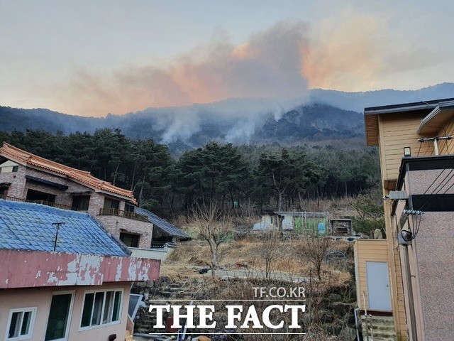 대구 북구 함지산 산불, 대피 명령 발령…헬기 41대 투입하여 진화작업 중