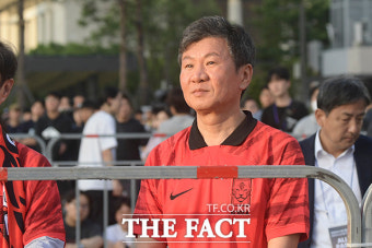거리응원하는 정몽규 대한축구협회장 [TF사진관]