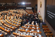 '필리버스터 강제 종료'...국회의장석 포위한 국민의힘 [TF사진관]