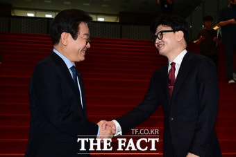 여야 회담 마친 한동훈·이재명 '채상병 특검법' 합의 불발 [TF사진관]