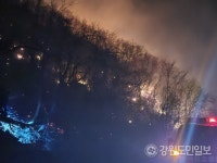 [포토뉴스] 강릉 송암리 야산에서 산불 발생…강풍타고 인근으로 확산